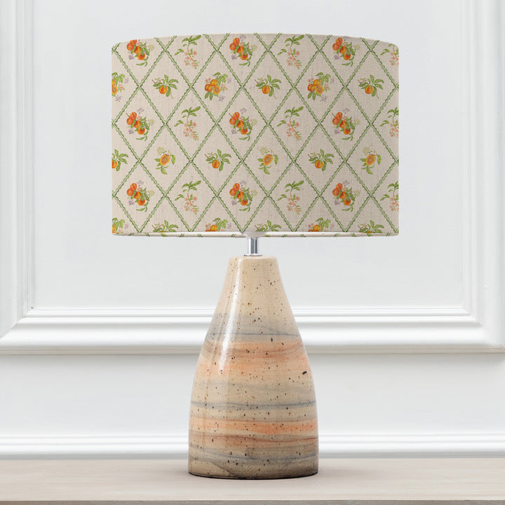 JAPURA TABLE LAMPBASE SANDSTONE/PEACH TRELLIS EVA 30CM LAMPSHADE MULTI