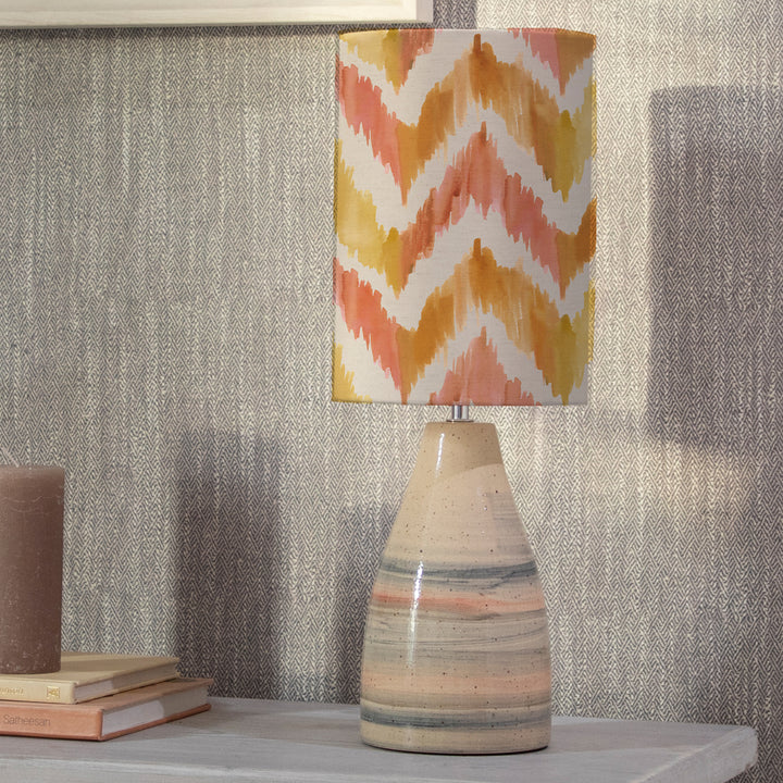 Japura Table Lampbase Sandstone/Savannah Anna 18cm Lampshade Amber