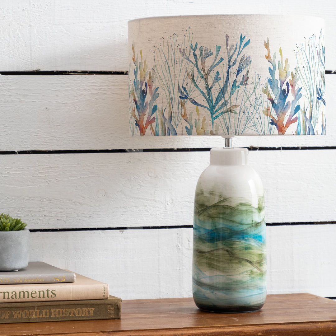 Javary Table Lampbase Mineral/Coral Reef EVA 37cm Lampshade Cobalt