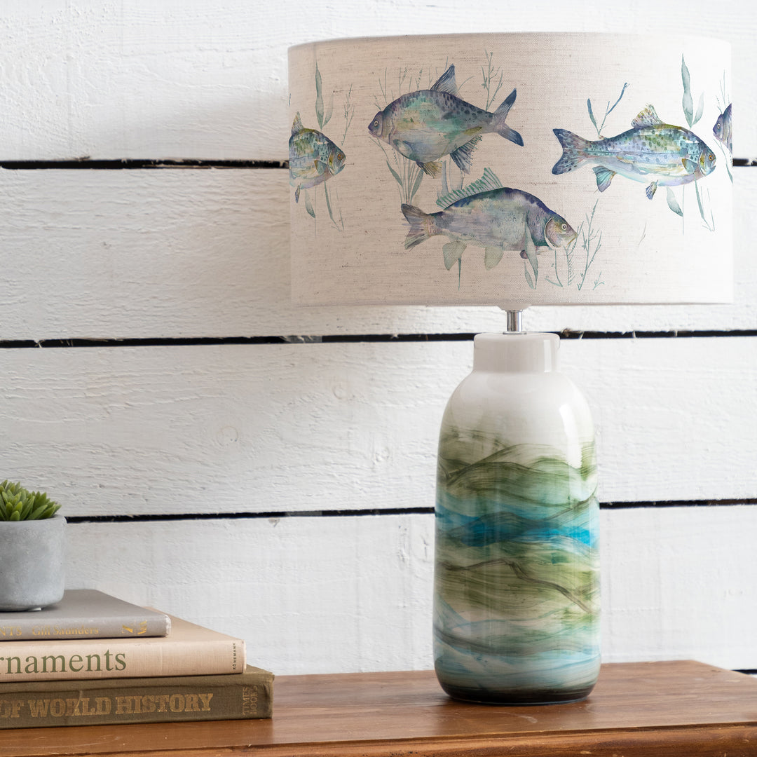 Javary Table Lampbase Mineral/Ives Waters EVA 37cm Lampshade Marine