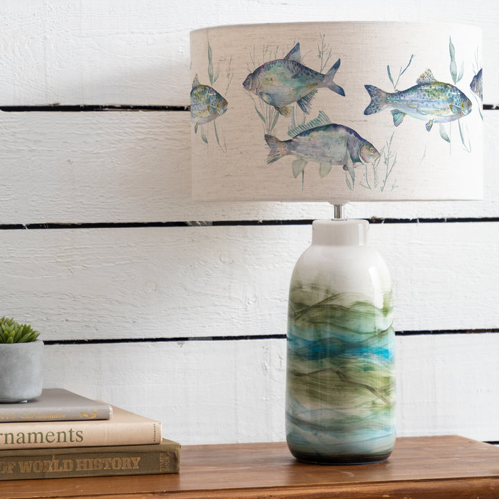 Javary Table Lampbase Mineral/Ives Waters EVA 37cm Lampshade Marine