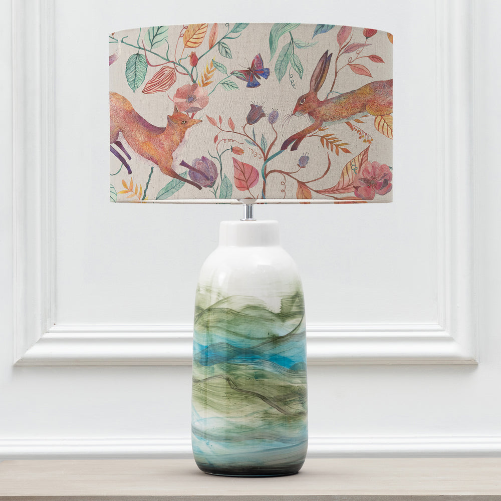 Javary Table Lampbase Mineral/Leaping Into The Fauna EVA 37cm Lampshade Linen - image 2