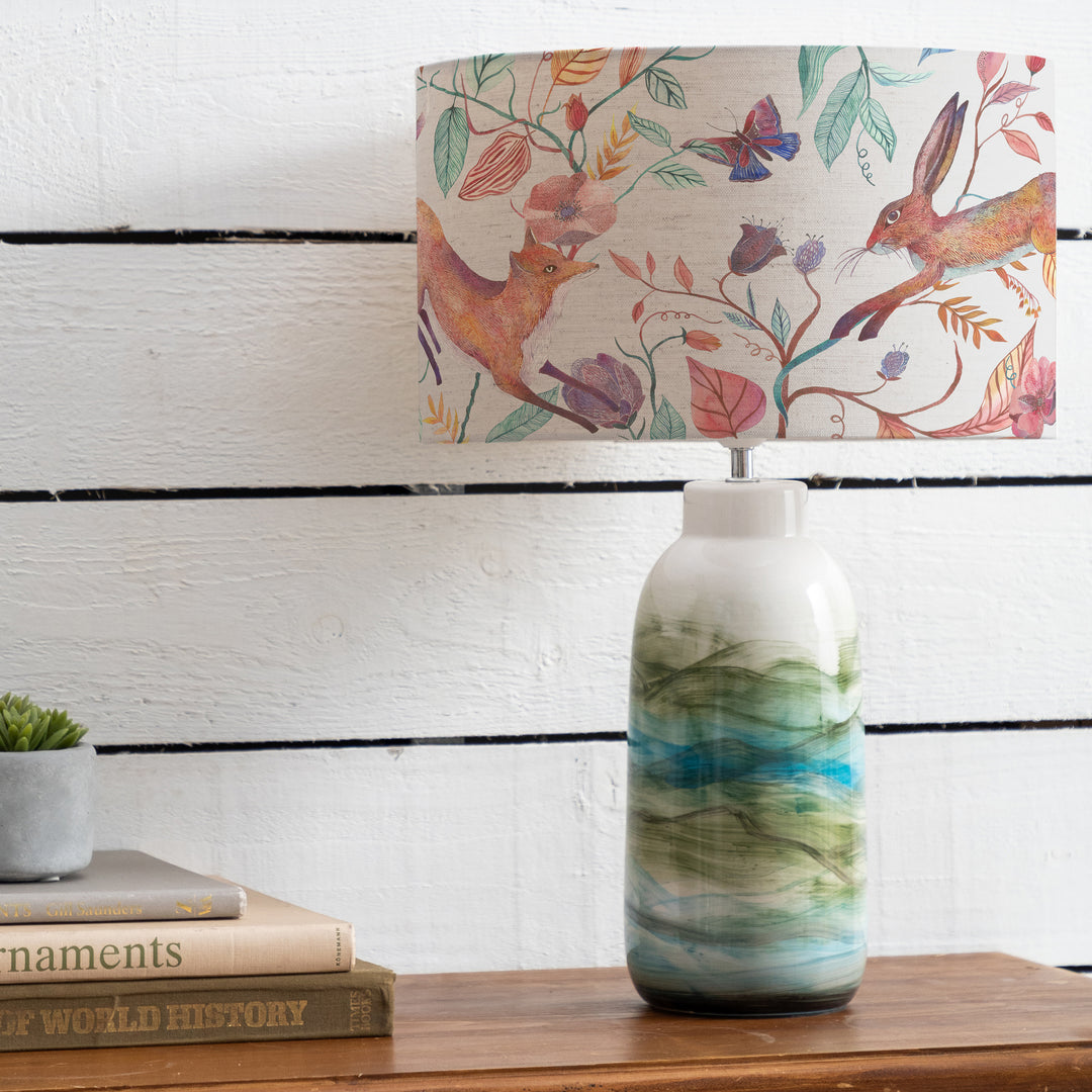 Javary Table Lampbase Mineral/Leaping Into The Fauna EVA 37cm Lampshade Linen