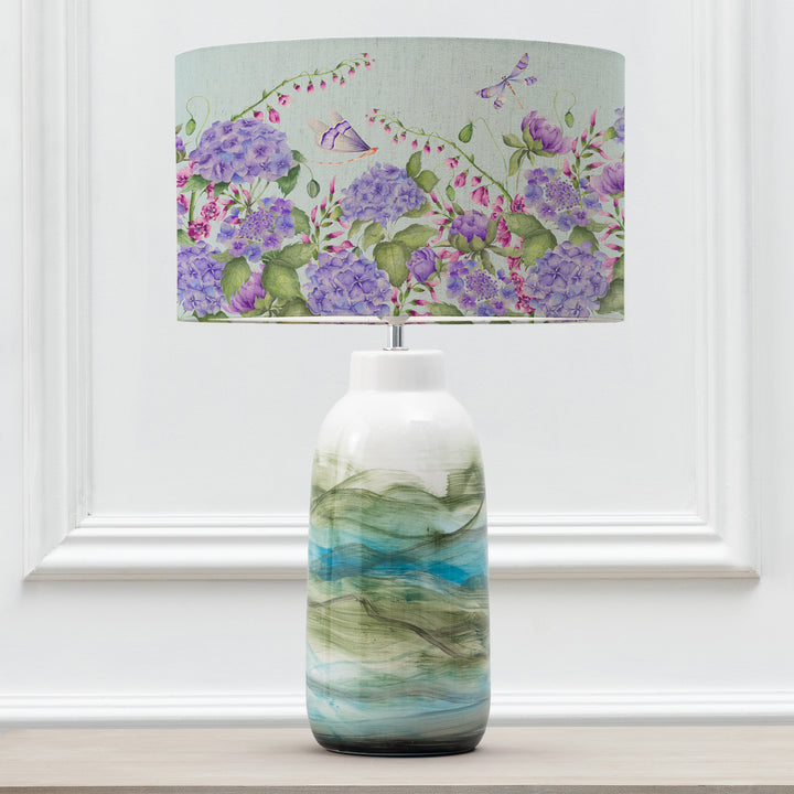JAVARY TABLE LAMPBASE MINERAL/SERAPHINIA DUCK EGG EVA 37CM LAMPSHADE MULTI