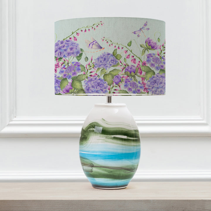 JURUENA TABLE LAMPBASE MINERAL/SERAPHINIA DUCK EGG EVA 30CM LAMPSHADE MULTI