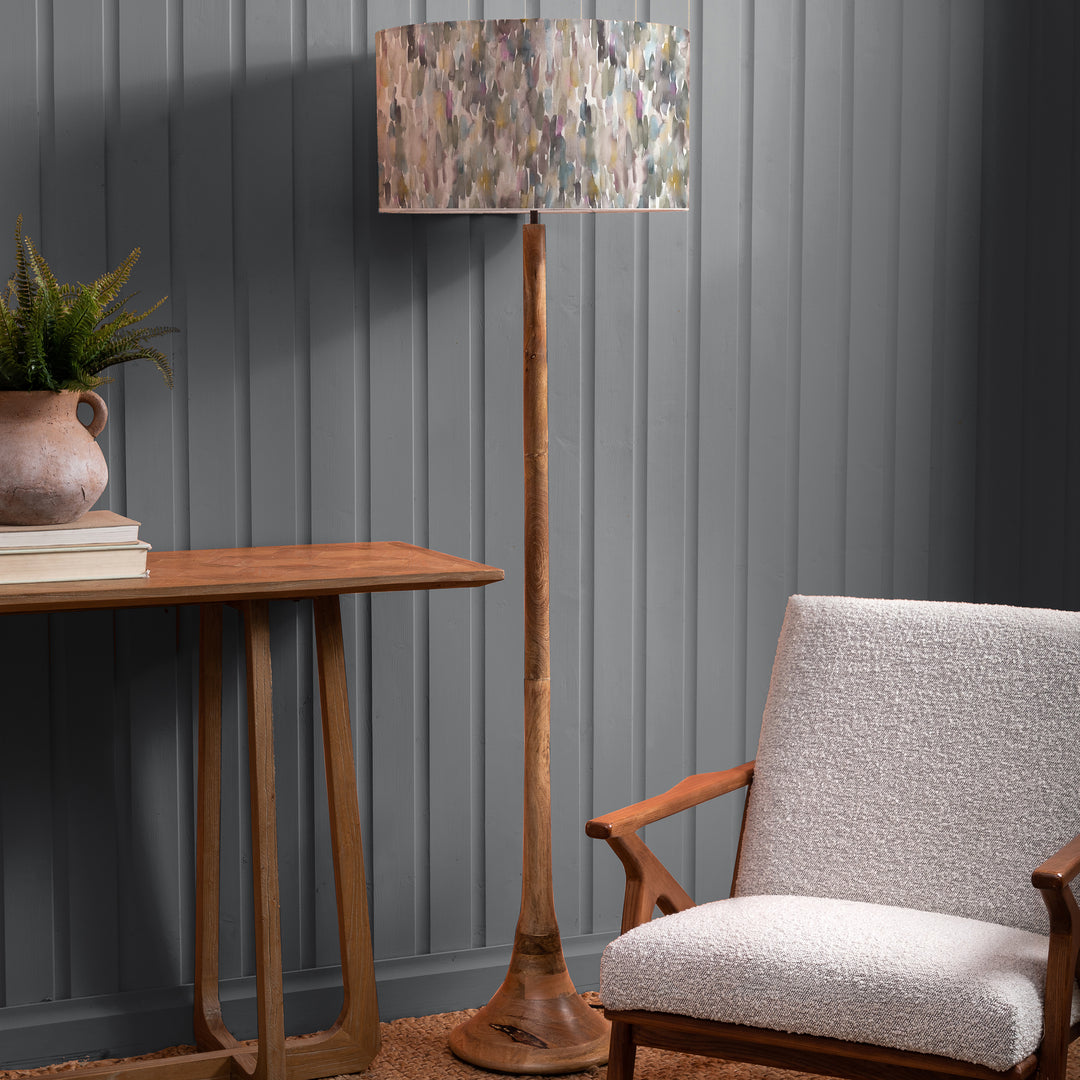 Kinross Floor Lampbase Wood Mango/Azima EVA 52cm Lampshade Ironstone