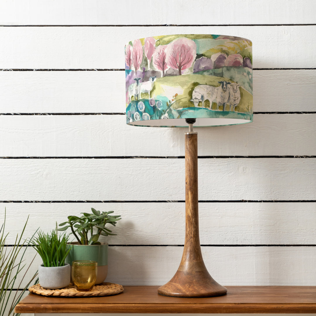 Kinross Tall Table Lampbase Mango/Buttermere EVA 40cm Lampshade Linen