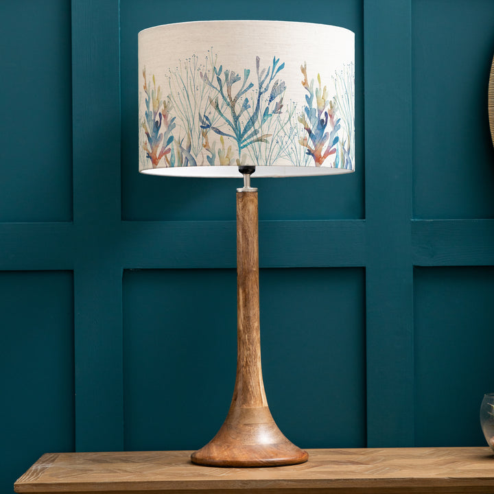 Kinross Tall Table Lampbase Mango/Coral Reef EVA 40cm Lampshade Cobalt