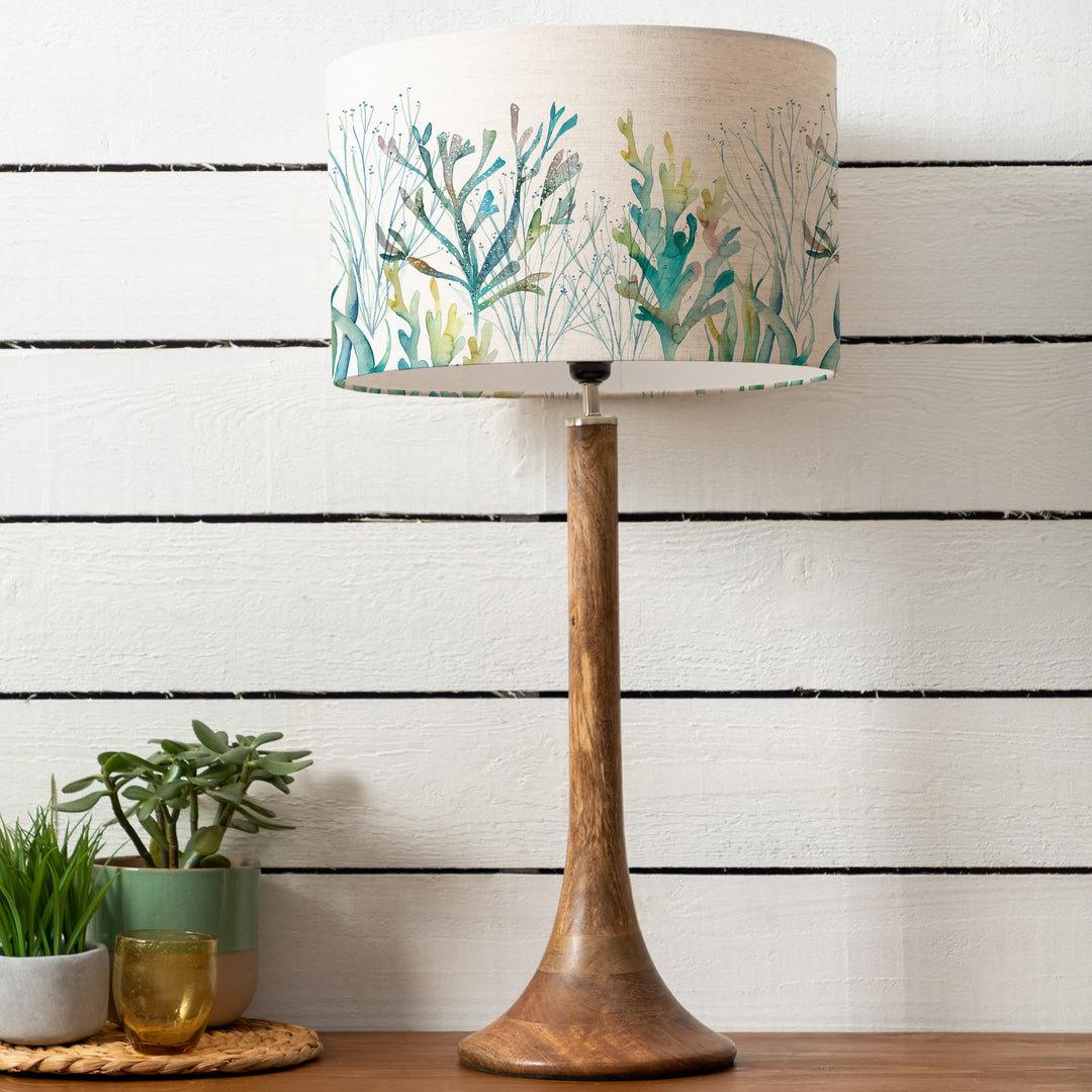 Kinross Tall Table Lampbase Mango/Coral Reef EVA 40cm Lampshade Cobalt