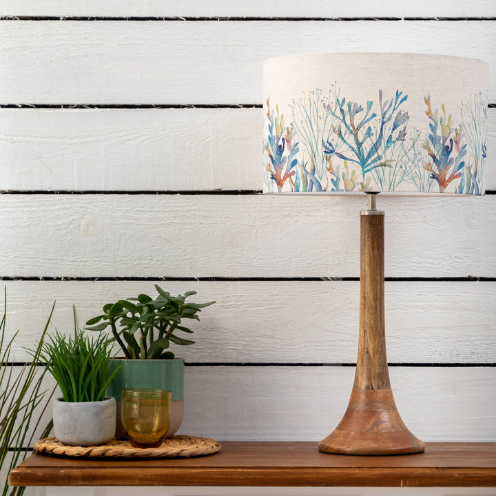 Kinross Small Table Lampbase Mango/Coral Reef EVA 37cm Lampshade Cobalt