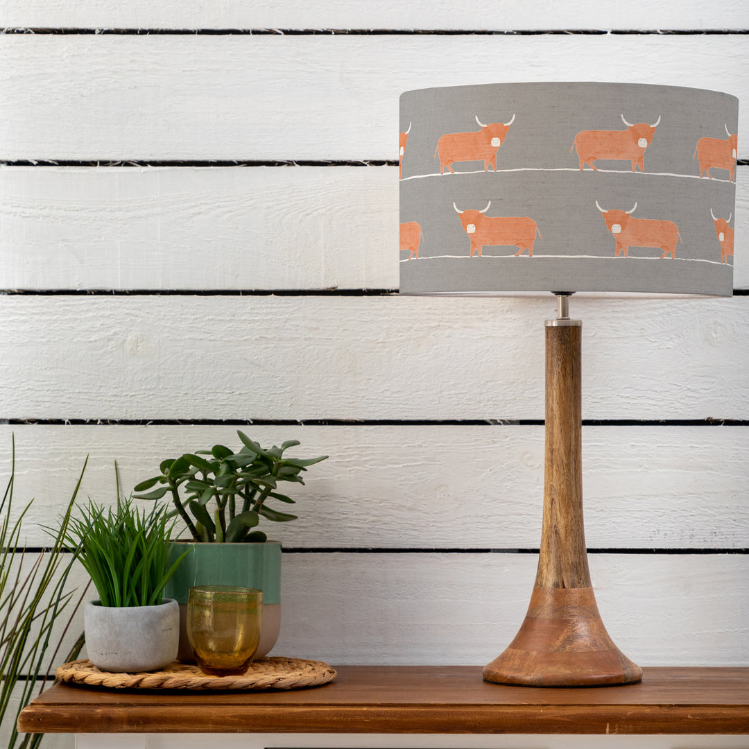 Kinross Small Table Lampbase Mango/Dougal EVA 37cm Lampshade Granite