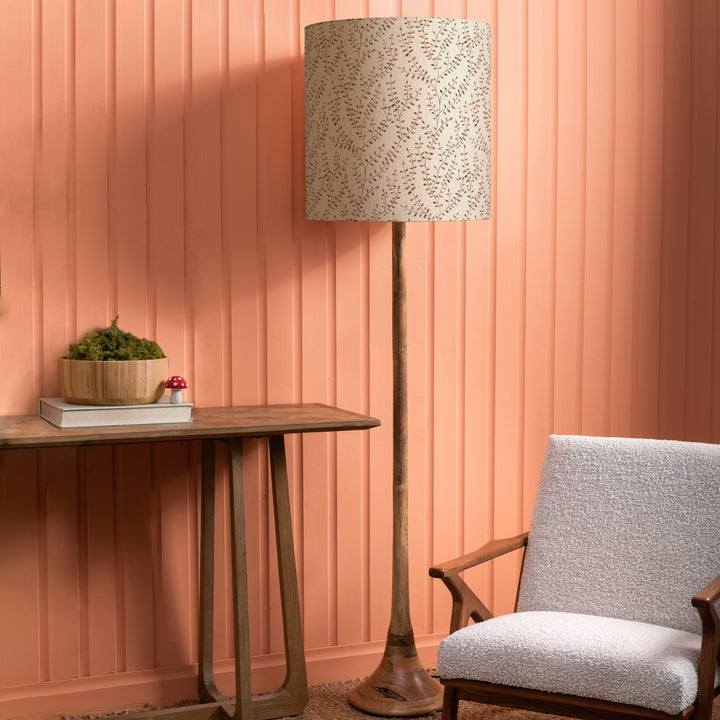 Kinross Floor Lampbase Wood Mango/Eden Anna 48cm Lampshade Sienna