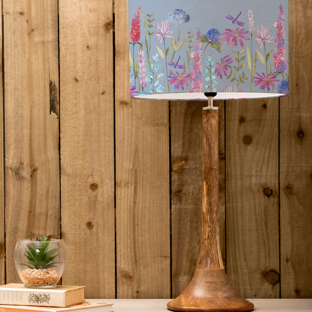 Kinross Tall Table Lampbase Mango/Florabunda EVA 40cm Lampshade Bluebell