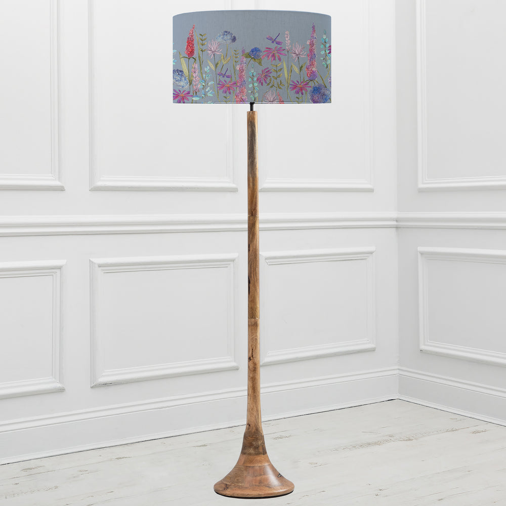 Kinross Floor Lampbase Wood Mango/Florabunda EVA 52cm Lampshade Bluebell - image 2