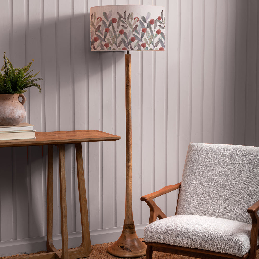 Kinross Floor Lampbase Wood Mango/Katsura EVA 52cm Lampshade Mulberry