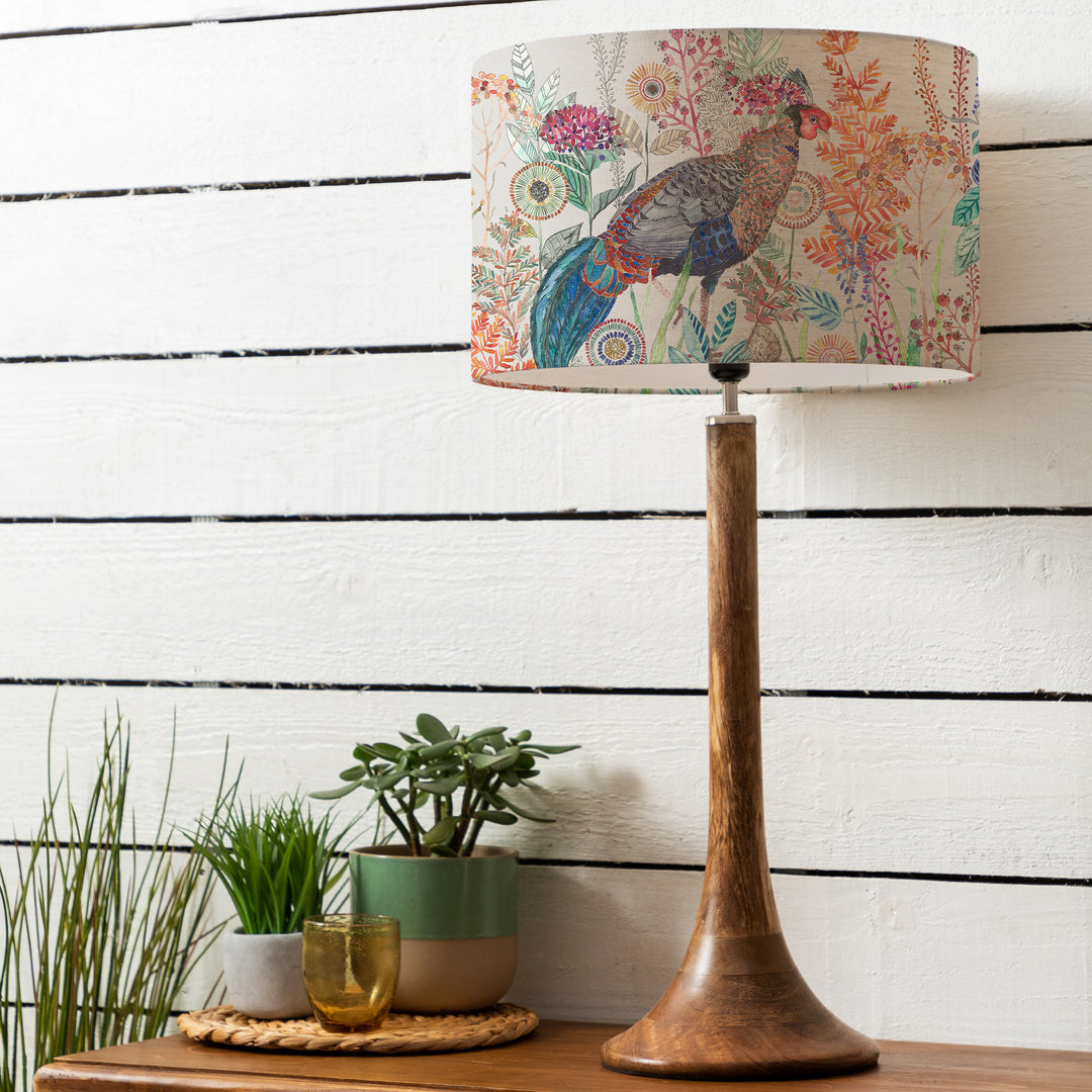 Kinross Tall Table Lampbase Mango/Lady Amherst EVA 40cm Lampshade Linen