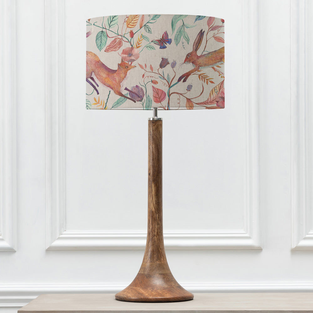 Kinross Tall Table Lampbase Mango/Leaping Into The Fauna EVA 40cm Lampshade Linen - image 2