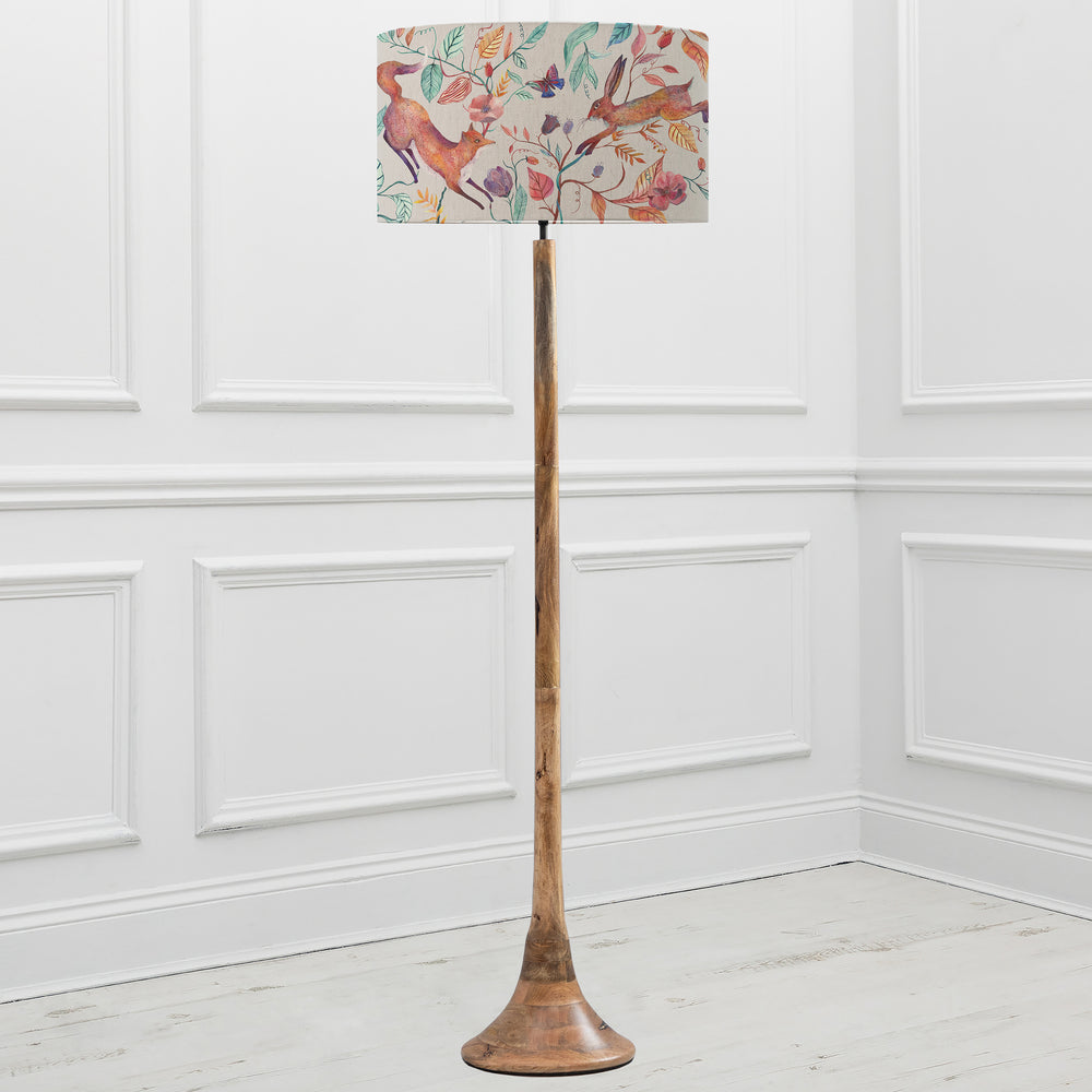 Kinross Floor Lampbase Wood Mango/Leaping Into The Fauna EVA 52cm Lampshade Linen - image 2