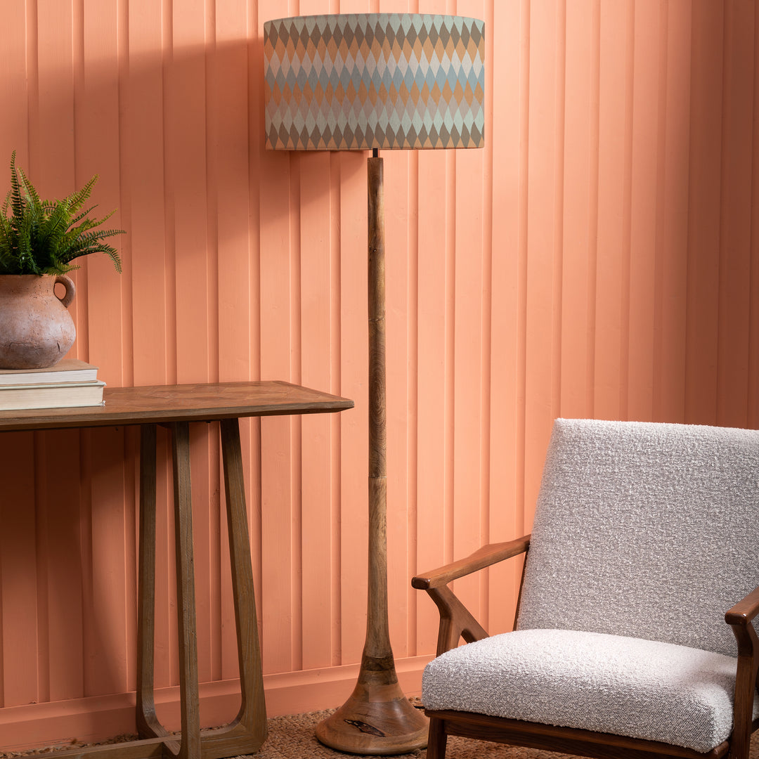 Kinross Floor Lampbase Wood Mango/Mesa EVA 52cm Lampshade Granite