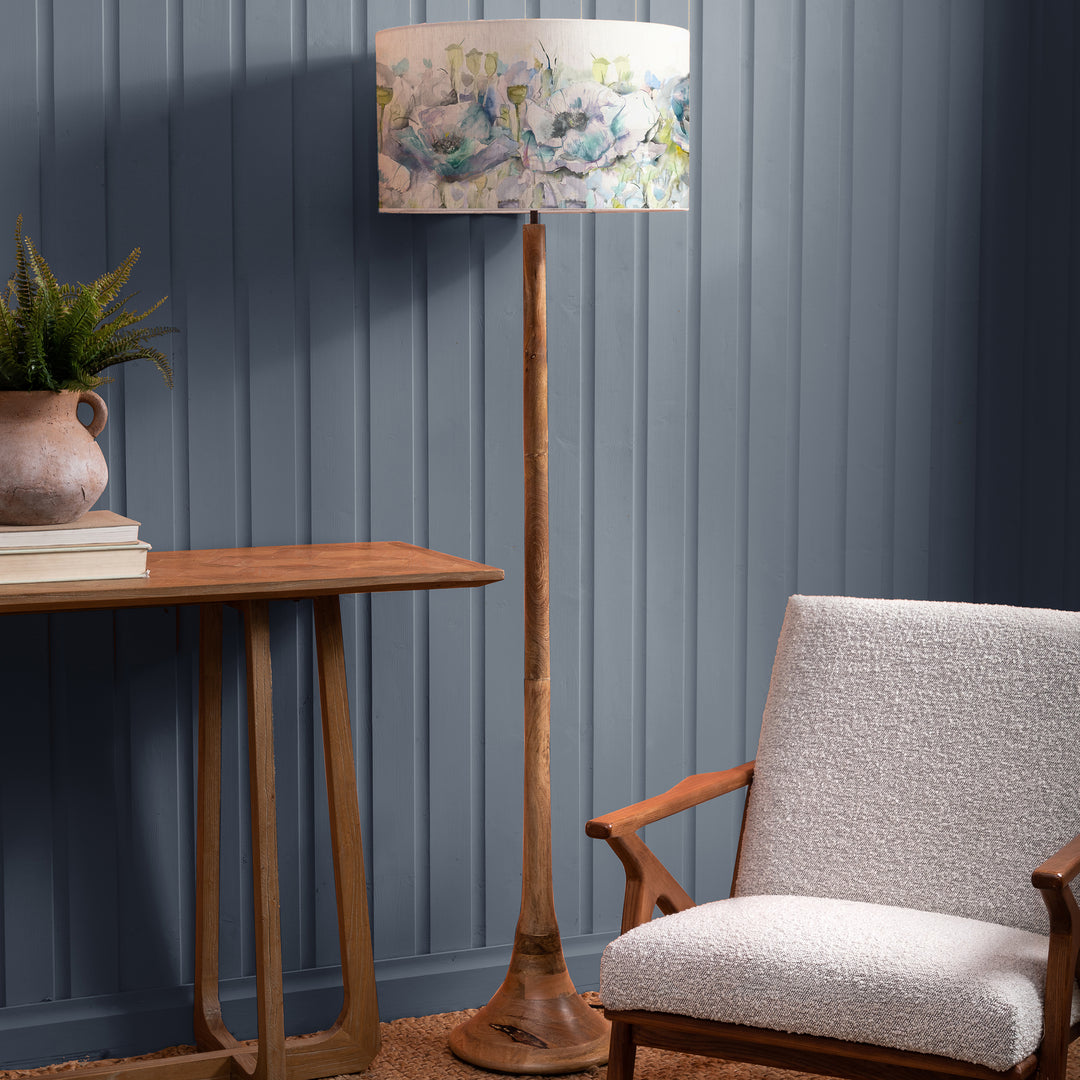 Kinross Floor Lampbase Wood Mango/Papavera EVA 52cm Lampshade Veronica