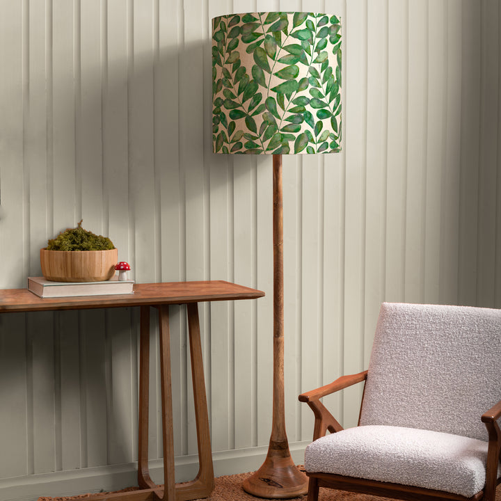 Kinross Floor Lampbase Wood Mango/Rowan Anna 48x50cm Lampshade Apple