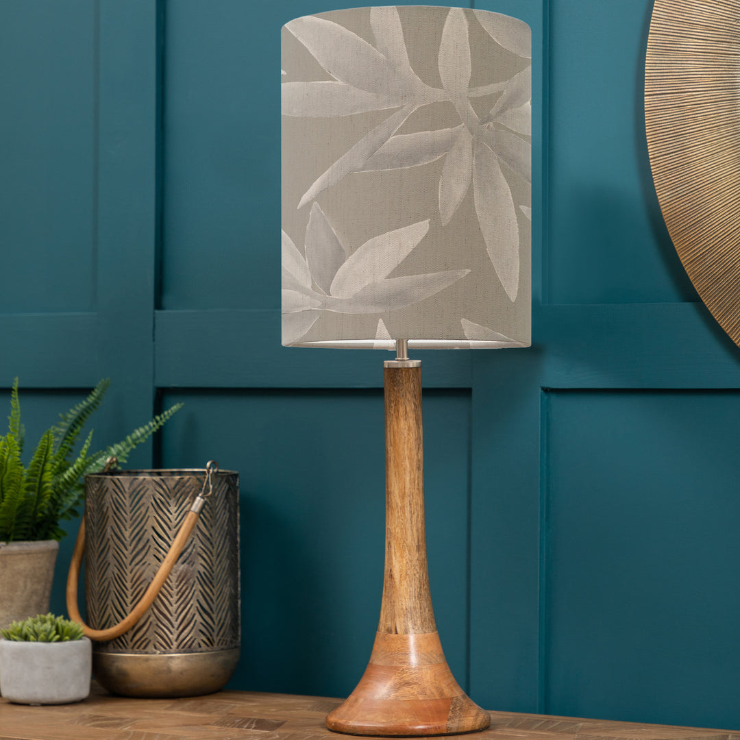 Kinross Small Table Lampbase Mango/Silverwood Anna 25x35cm Lampshade Snow