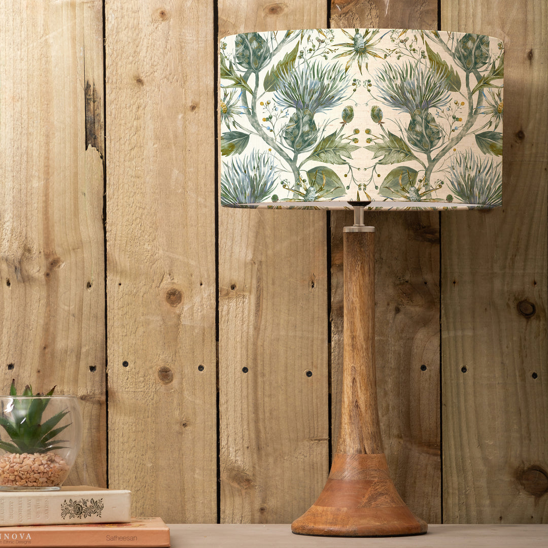 Kinross Small Table Lampbase Mango/Varys EVA 40cm Lampshade Lichen Linen