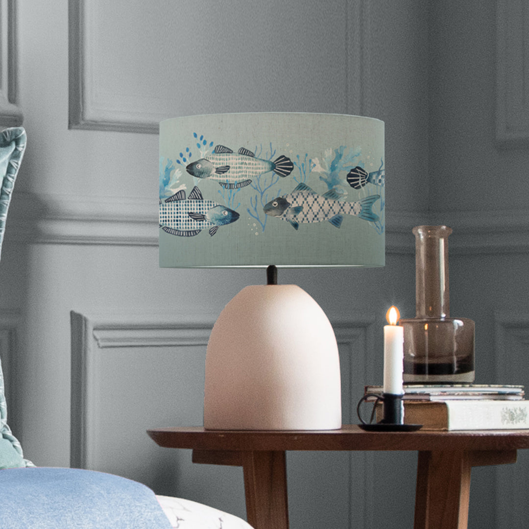 Larissa Table Lampbase Ecru/Barbeau EVA 30cm Lampshade Seafoam