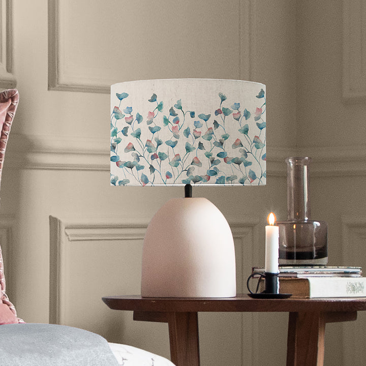 Larissa Table Lampbase Ecru/Cala Marine EVA 30cm Lampshade Blue