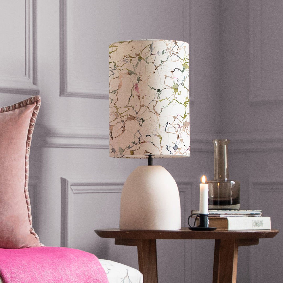 Larissa Table Lampbase Ecru/Carrara Anna 25cm Lampshade Meadow