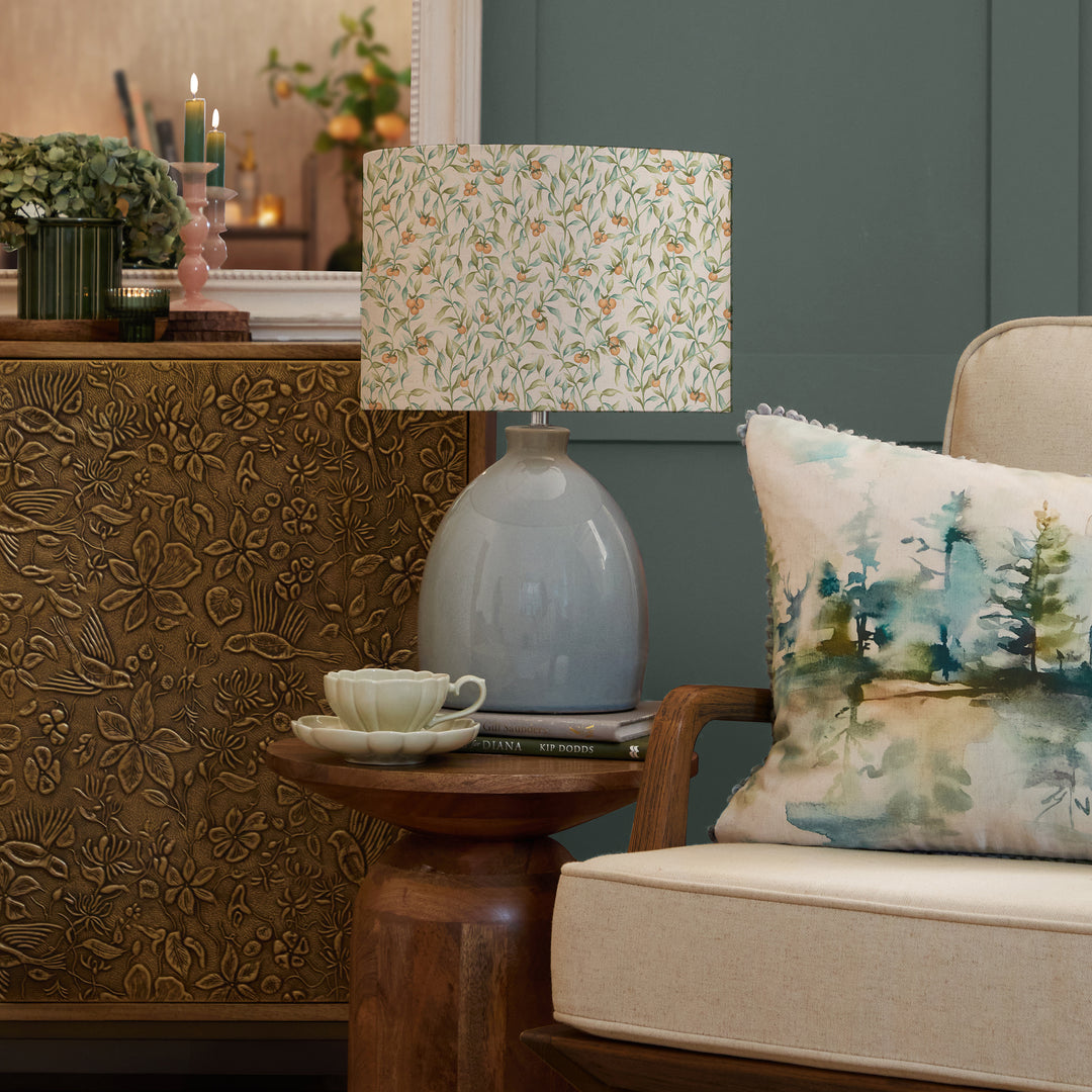 LEURA TABLE LAMPBASE DUCK EGG/AURA EVA 30CM LAMPSHADE MOSS