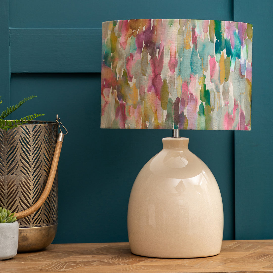 Leura Table Lampbase Cream/Azima EVA 30cm Lampshade Lotus