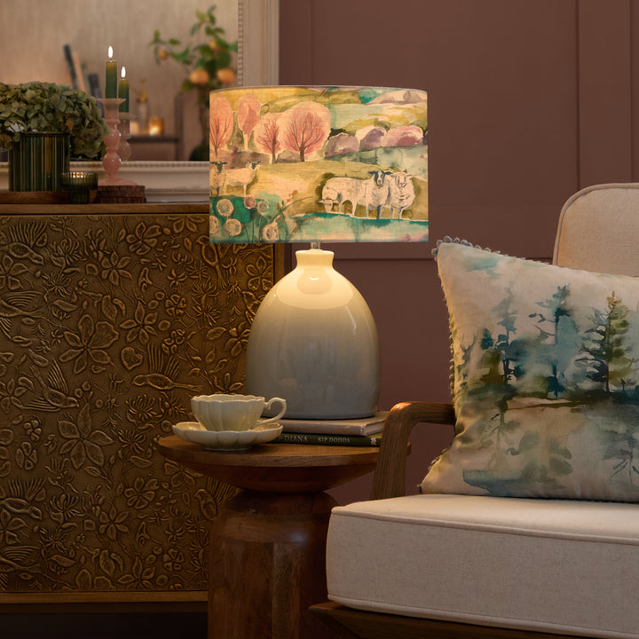 LEURA TABLE LAMPBASE DUCK EGG/BUTTERMERE EVA 30CM LAMPSHADE LINEN