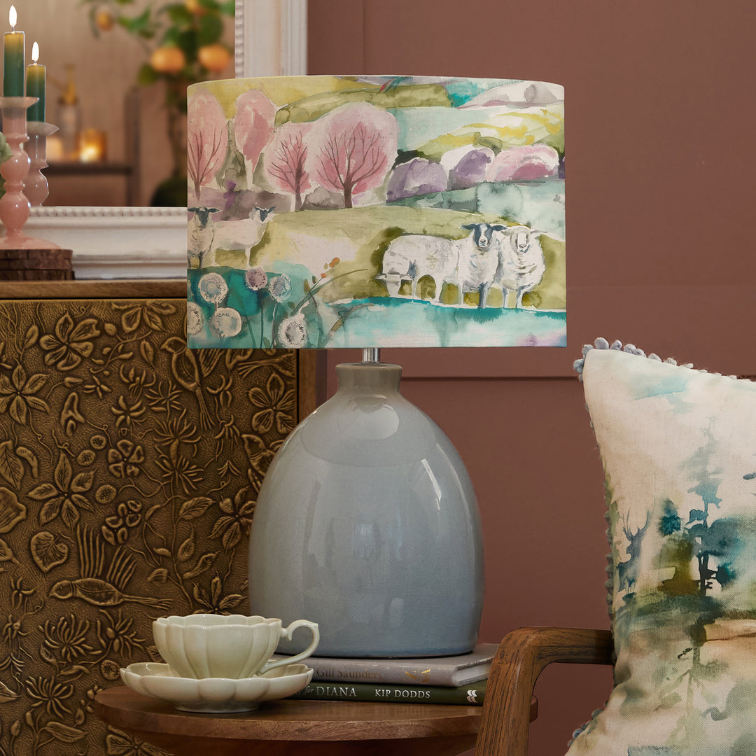 Leura Table Lampbase Duck Egg/Buttermere EVA 30cm Lampshade Linen