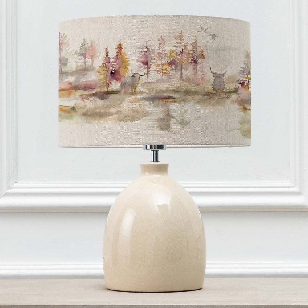 Leura Table Lampbase Cream/Caledonian Forest EVA 30cm Lampshade Linen - image 2