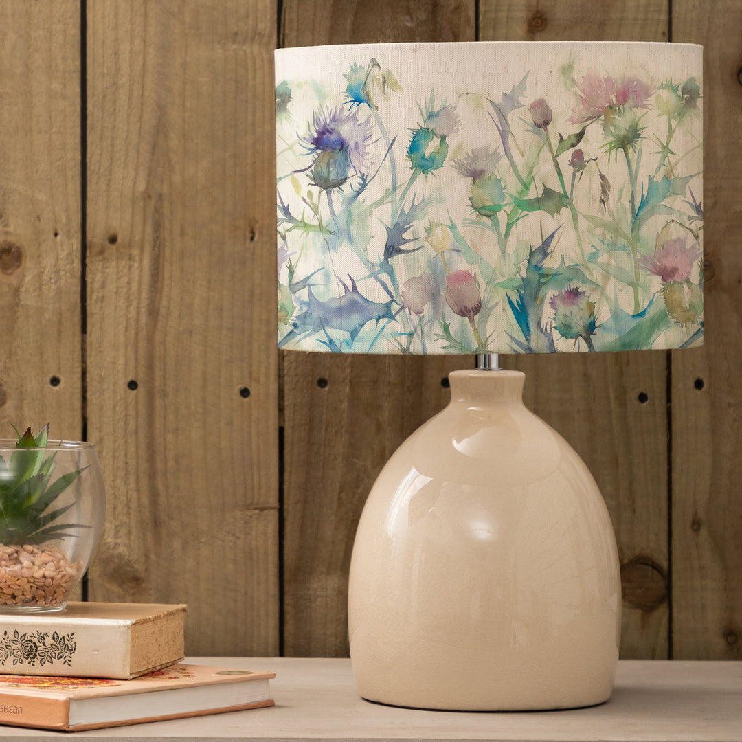 Leura Table Lampbase Cream/Cirsium EVA 30cm Lampshade Damson