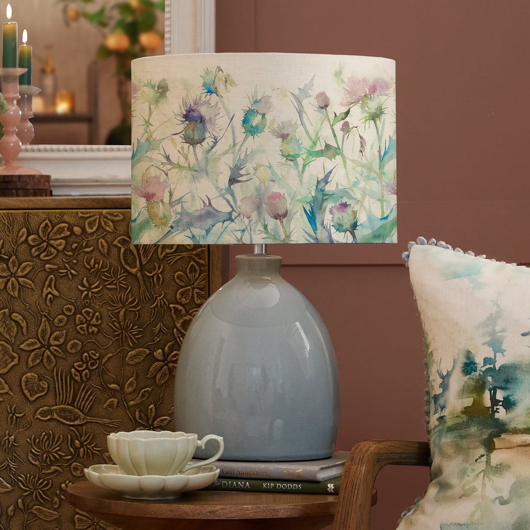 Leura Table Lampbase Duck Egg/Cirsium EVA 30cm Lampshade Damson