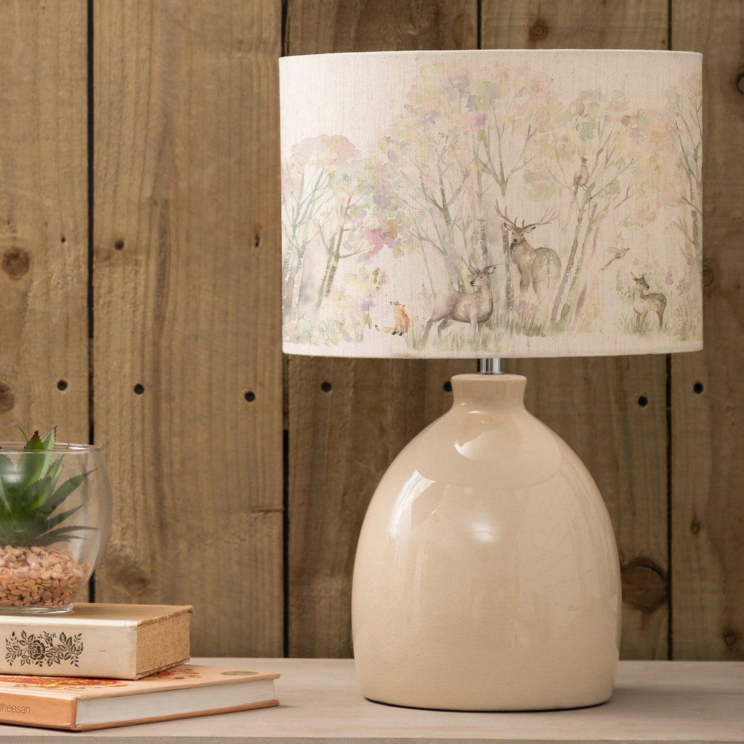 Leura Table Lampbase Cream/Enchanted Forest EVA 30cm Lampshade Forest