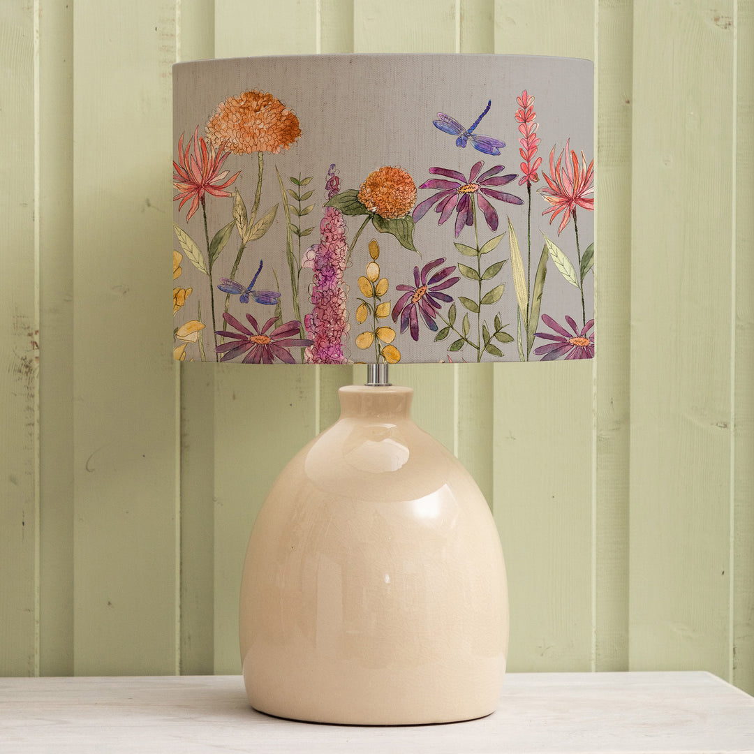Leura Table Lampbase Cream/Florabunda EVA 30cm Lampshade Russet