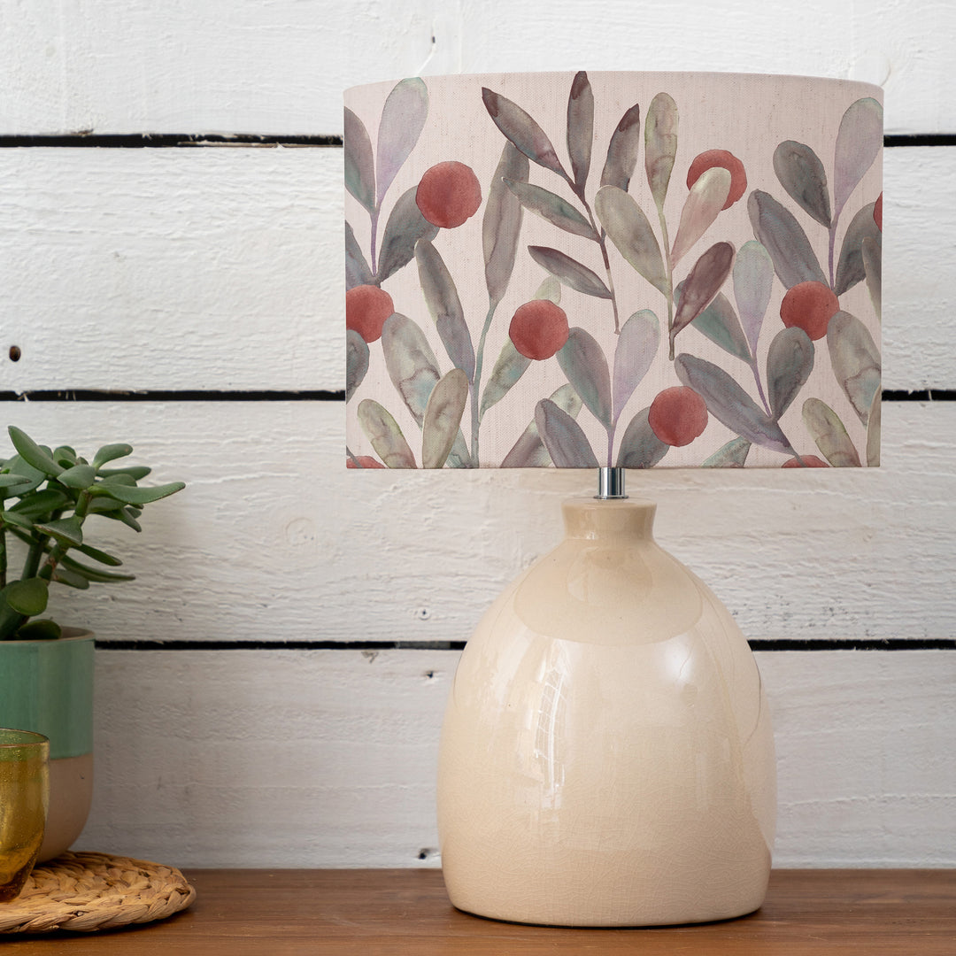 Leura Table Lampbase Cream/Katsura EVA 30cm Lampshade Mulberry