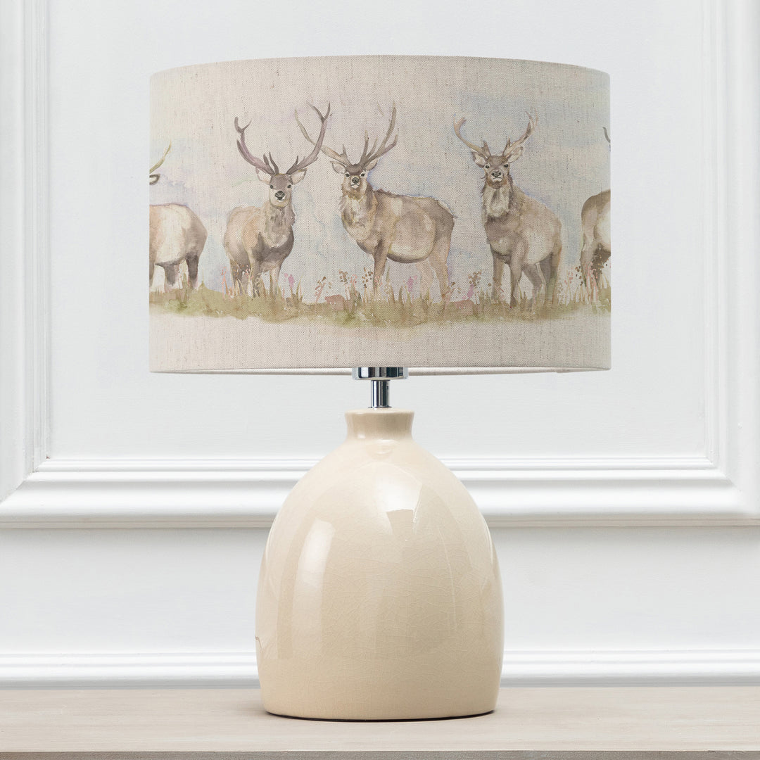 Leura Table Lampbase Cream/Moorland Stag EVA 30cm Lampshade Linen