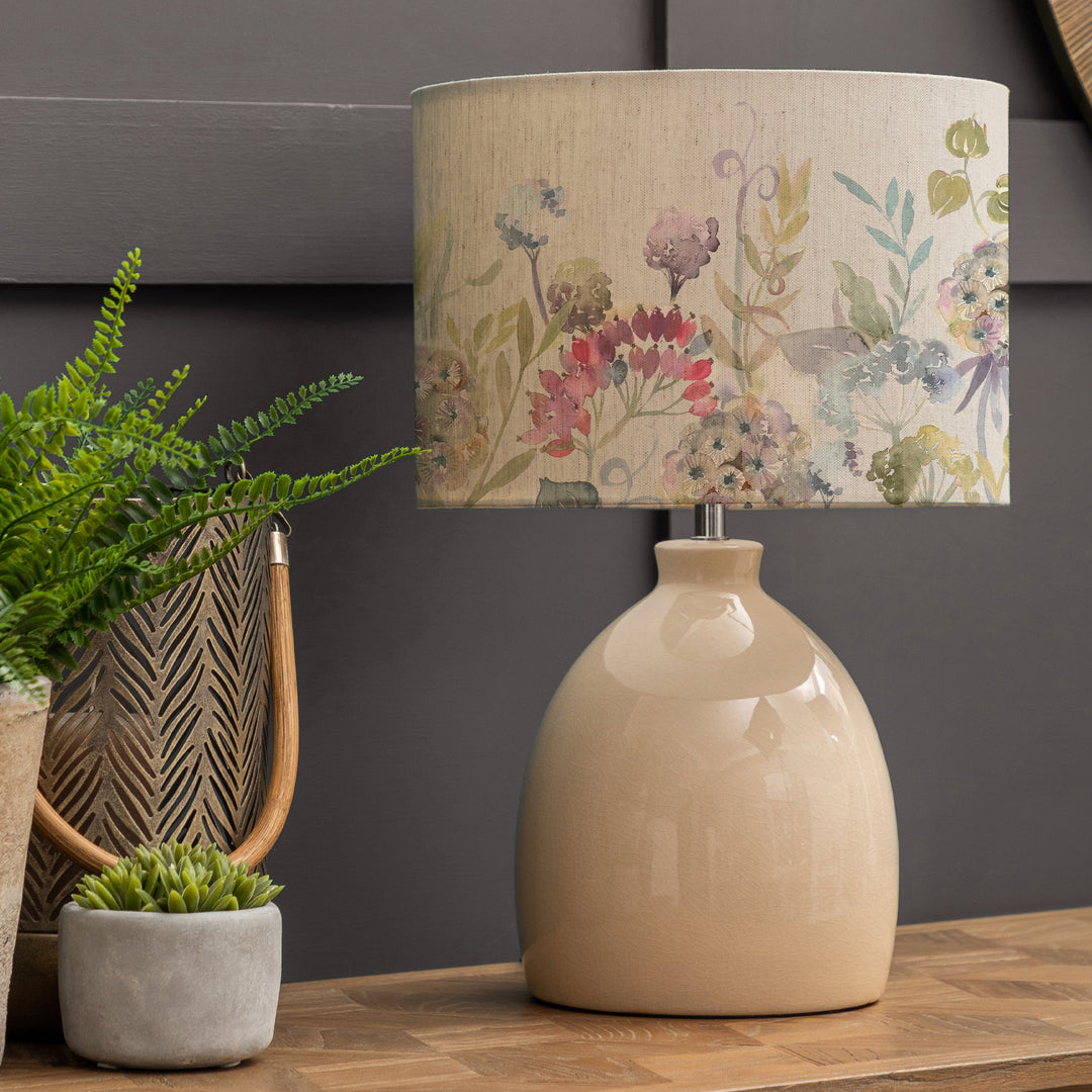 Leura Table Lampbase Cream/Patrice EVA 30cm Lampshade Loganberry