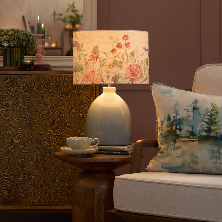 LEURA TABLE LAMPBASE DUCK EGG/PATRICE EVA 30CM LAMPSHADE CINNAMON