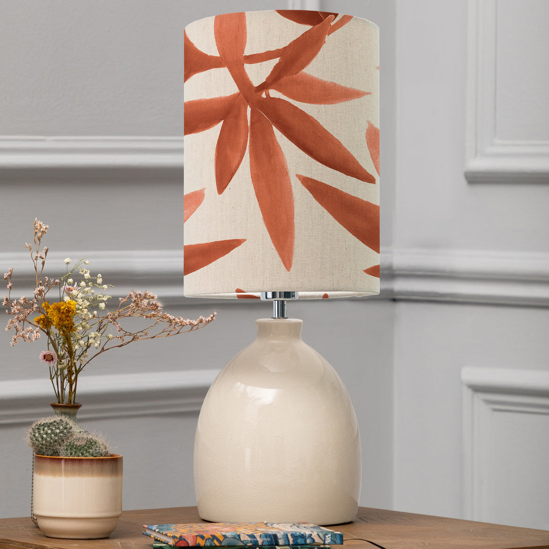 Leura Table Lampbase Cream/Silverwood Anna 21x30cm Lampshade Amber