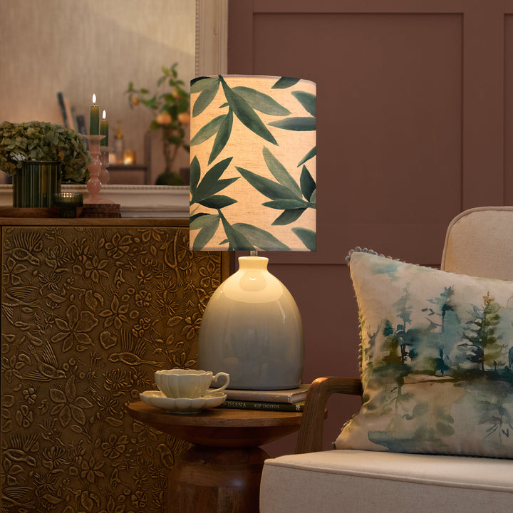 LEURA TABLE LAMPBASE DUCK EGG/SILVERWOOD MINI ANNA 25X35CM LAMPSHADE RIVER