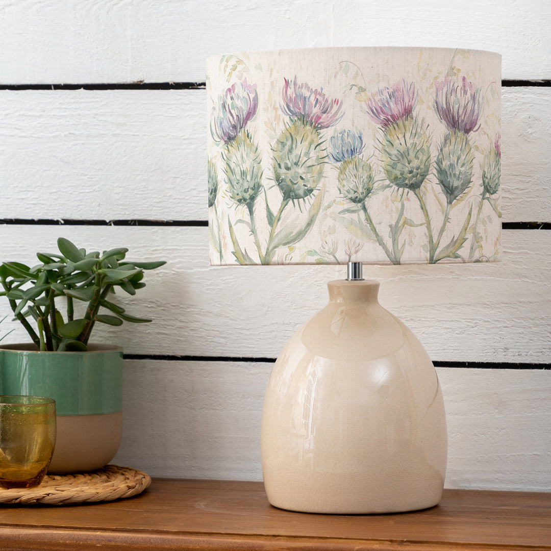 Leura Table Lampbase Cream/Thistle Glen EVA 30cm Lampshade Linen