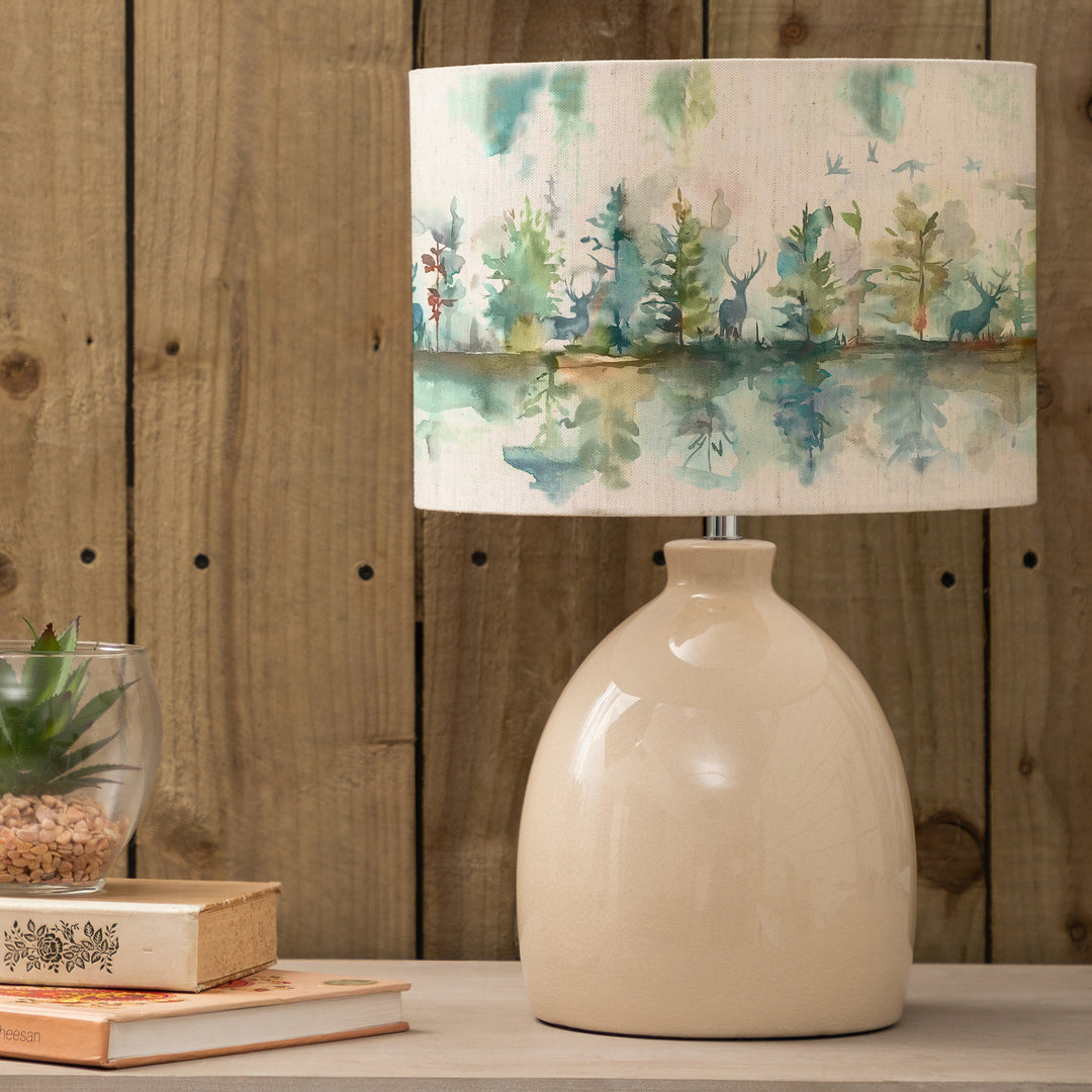 Leura Table Lampbase Cream/Wilderness EVA 30cm Lampshade Topaz