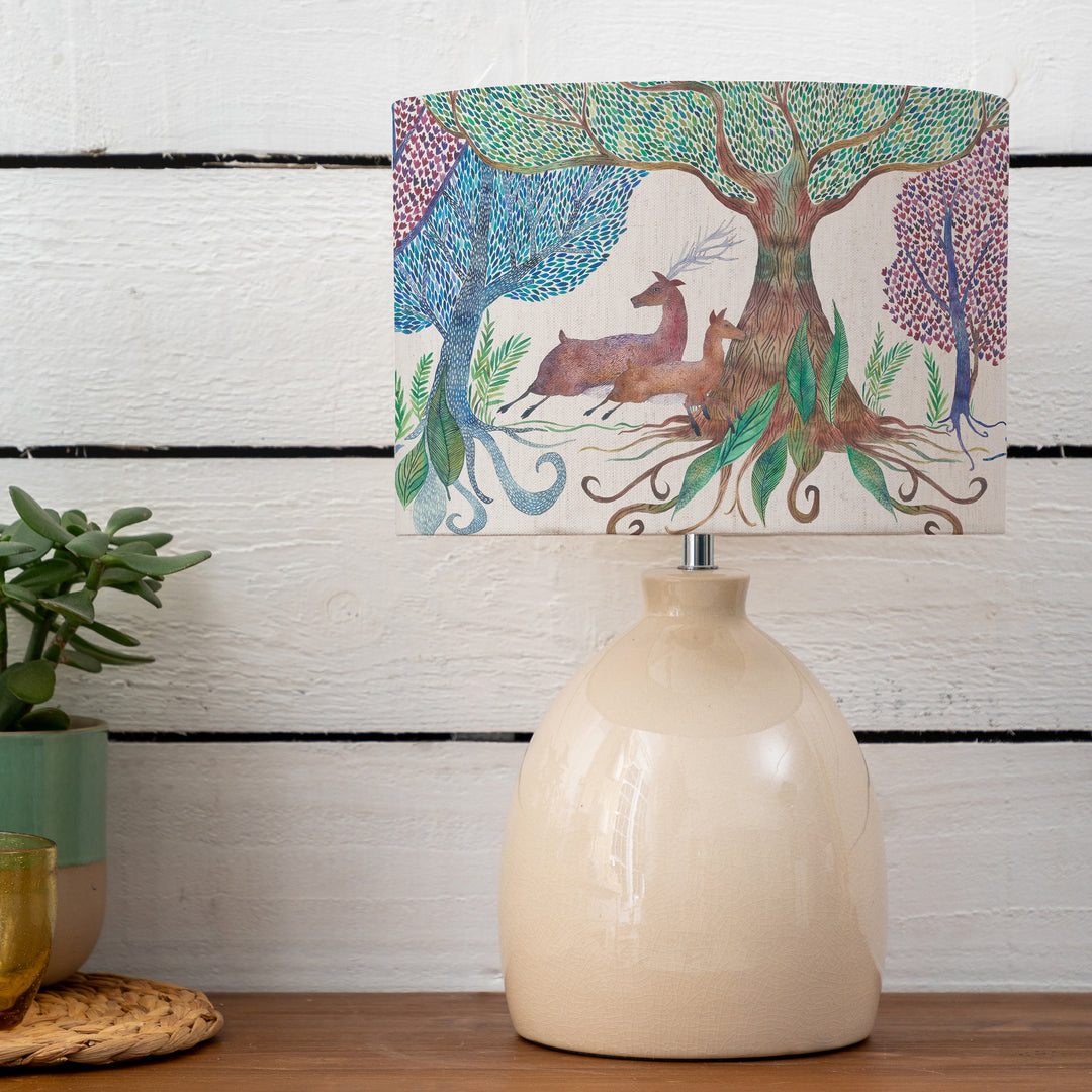Leura Table Lampbase Cream/Willow Woods EVA 30cm Lampshade Linen