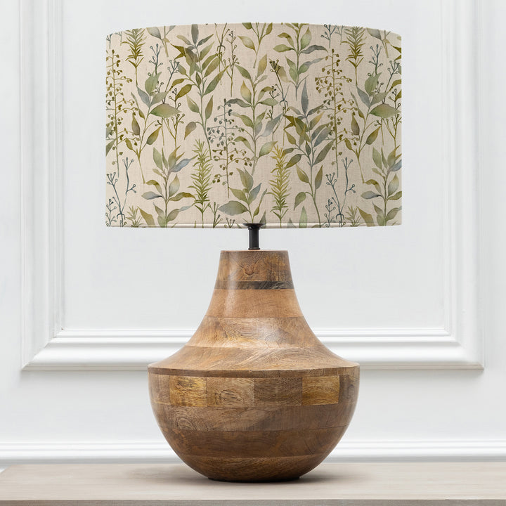 LEVEN TABLE LAMPBASE MANGO/ABERDUNA EVA 40CM LAMPSHADE GREEN
