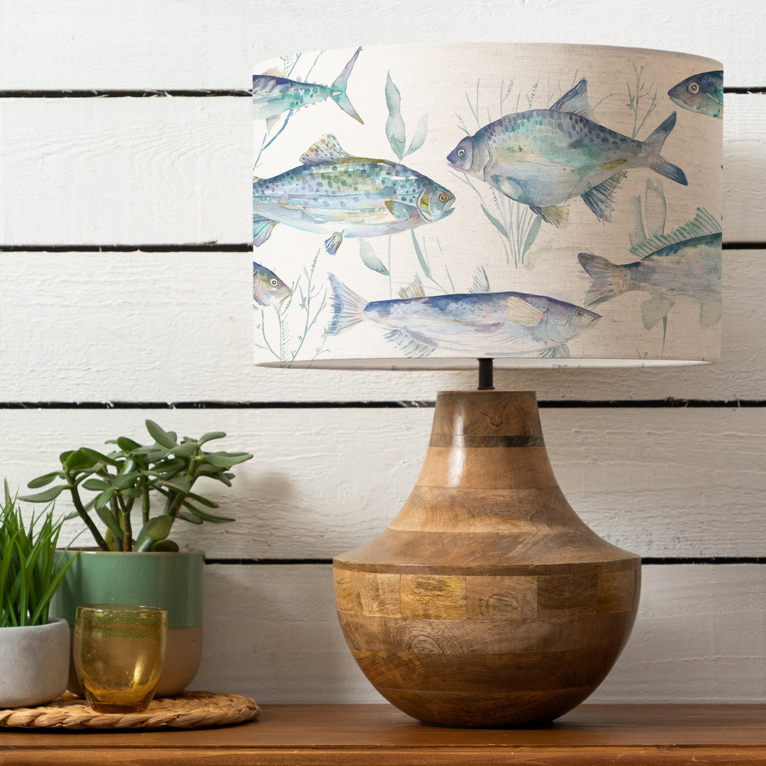 Leven Table Lampbase Mango/Ives Waters EVA 40cm Lampshade Marine